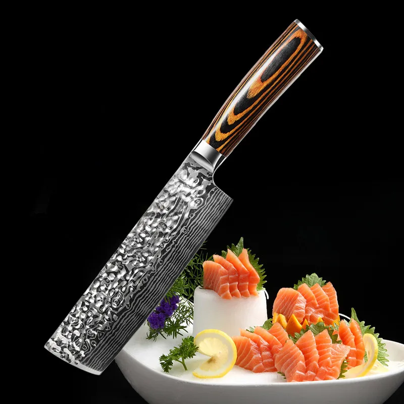 

7Cr17 Stainless Steel Hammer Stripe Kitchen Slicing Knife Utility Cutting Vegetable Meat Fruit Knife Cleaver Chef Knives
