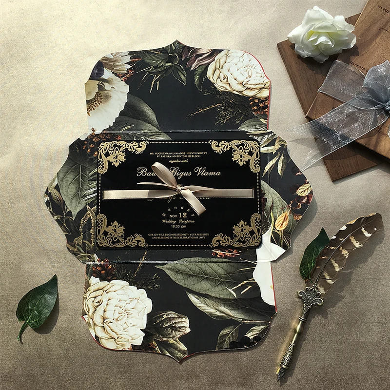 20 шт Прозрачная Черная Акриловая Карта ручная печать с конвертом перламутровая