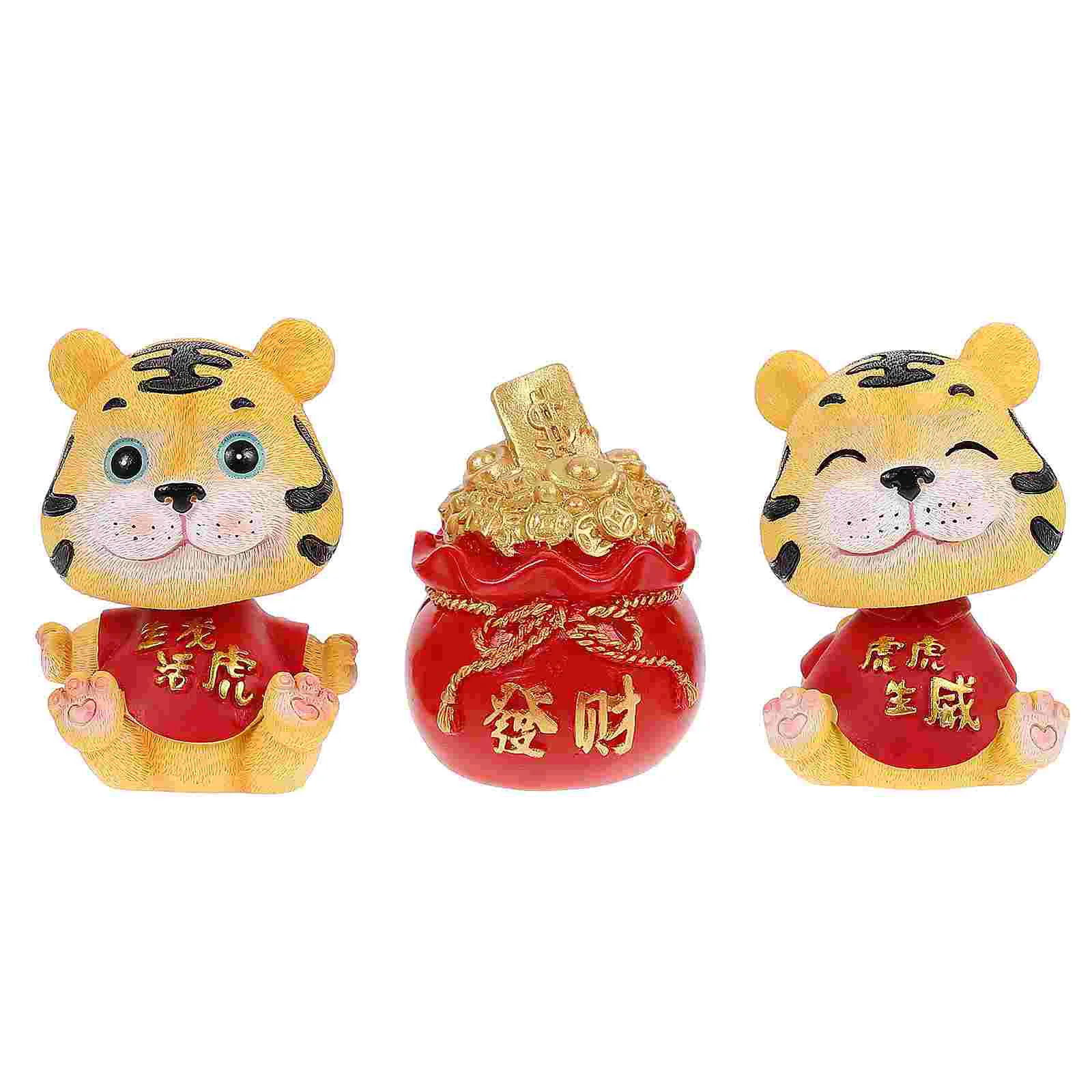 

3 шт. миниатюрные украшения из смолы с изображением тигра на удачу, новогодние украшения