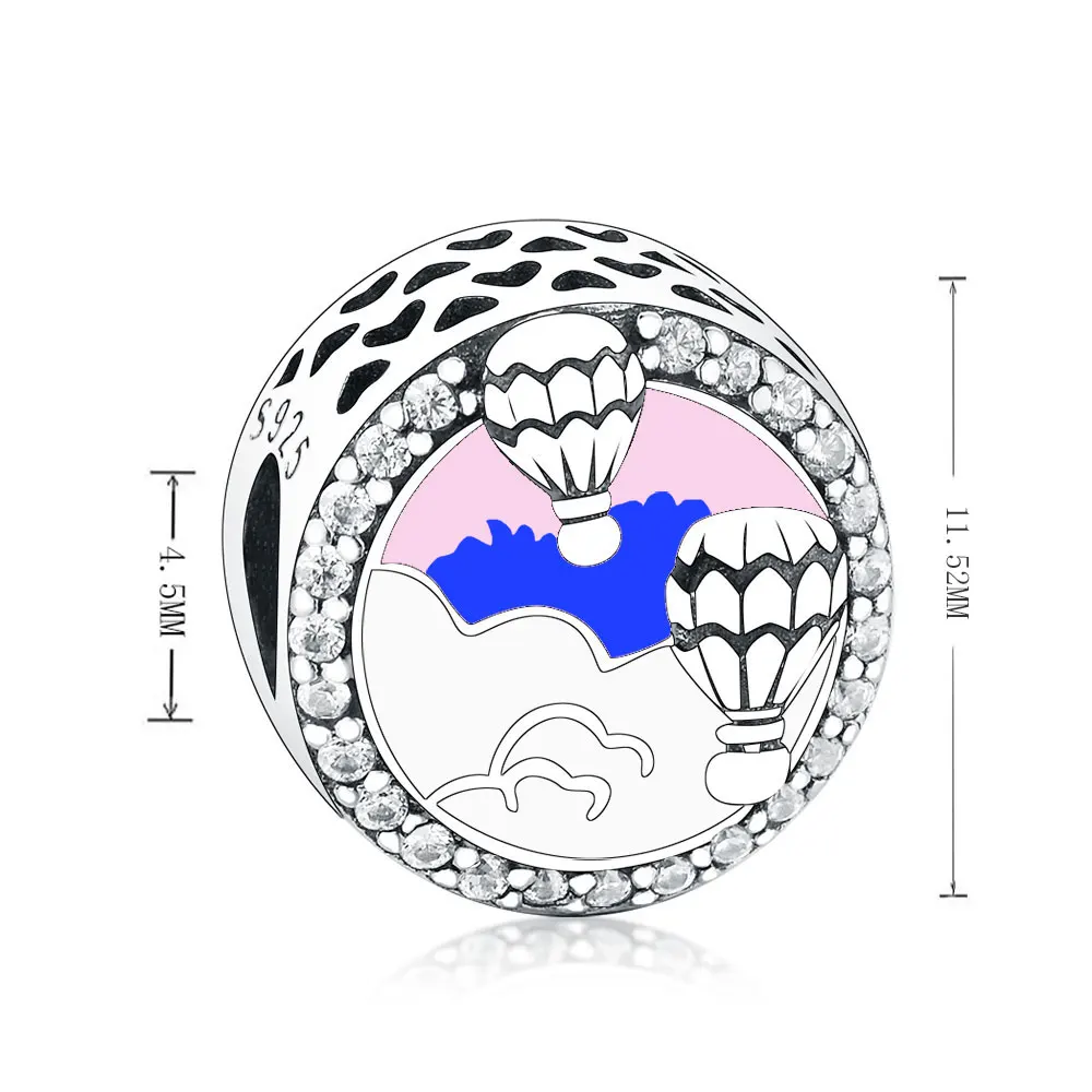 Браслет и ожерелье из серебра 925 пробы с подвеской в виде воздушного шара|Бусины| |