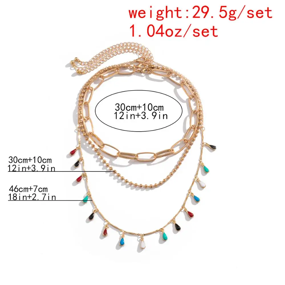 

Punk Boho Rainbow Color Tassel Chain Necklace for Women Collares Cuban 3Pcs/Set Pendant Necklaces Aesthetic Christmas Jewelry