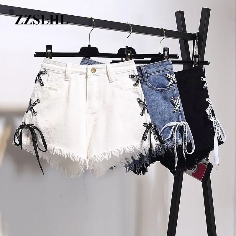 

2020 New Summer Short Jean Female Sexy High Waist Denim Shorts Women Worn Loose Burr Hole Loose Jeans Shorts Plus Size S-5XL