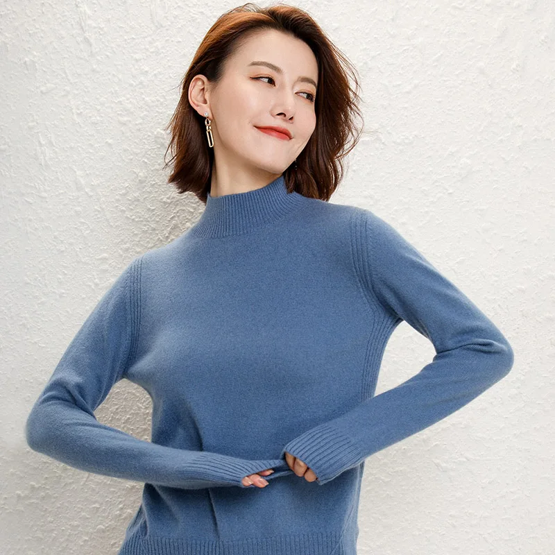 adishree 2020 woman winter 100% Cashmere sweaters and autumn knitted Pullovers High Quality Warm Female thickening Turtleneck