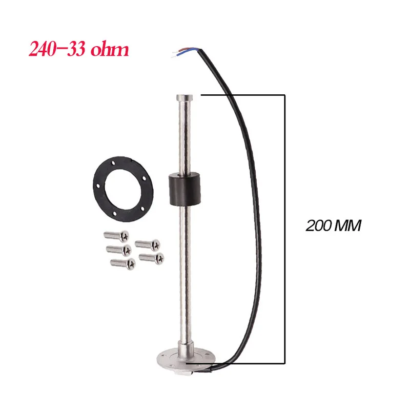 240-33ohm 200mm Датчик уровня воды 0-190 из нержавеющей стали, датчик подачи топлива, газа, Тип рукоятки 200 мм - Цвет: 240-33ohm 200mm