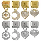 Оригинальный браслет Hapiship из нержавеющей стали для изготовления ювелирных изделий сделай сам, ромашка, стрекоза, ослепительное сердце, Шарм с Луной и звездой звенья, 9 мм, DJ240