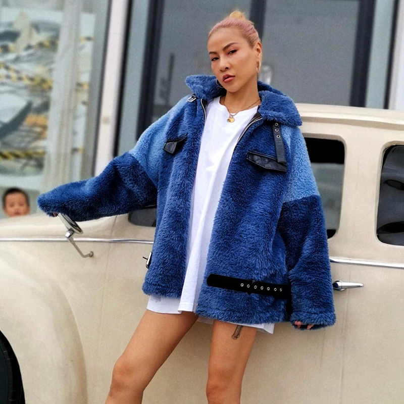 TWOTWINSTYLE женские Куртки из искусственной кожи в стиле пэчворк с воротником