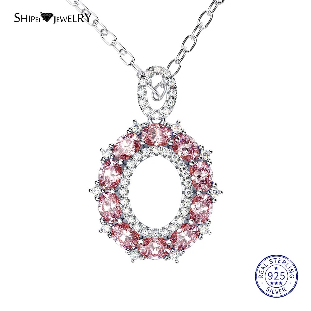 WhiteGold-Pink Shipei стерлингового серебра 925 пробы ювелирные изделия Желтое золото розовая, золотая, овальная Сапфировая подвеска ожерелье для женщин Подарок на годовщину - Цвет камня: WhiteGold-Pink