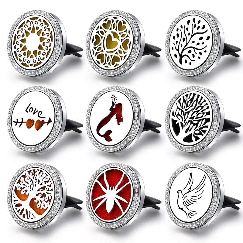 

Wholesale Tree Of Life Zircon Car Air Freshener Locket Essential Oil Diffuser Perfume Car Clip Pendant Aromatherapy Car Jewelry