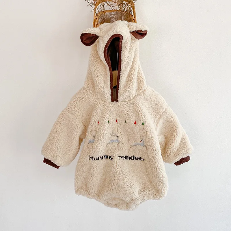 

Korean Style Velvet Winter Baby Clothes New Born One Piece Toddler Kids Hooded Warm Bodysuit Newborn Boys Girls Clothing Infants