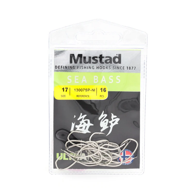 Mustad 13007 рыболовные крючки морские полосатые на окуня кривое кольцо Вибрационный
