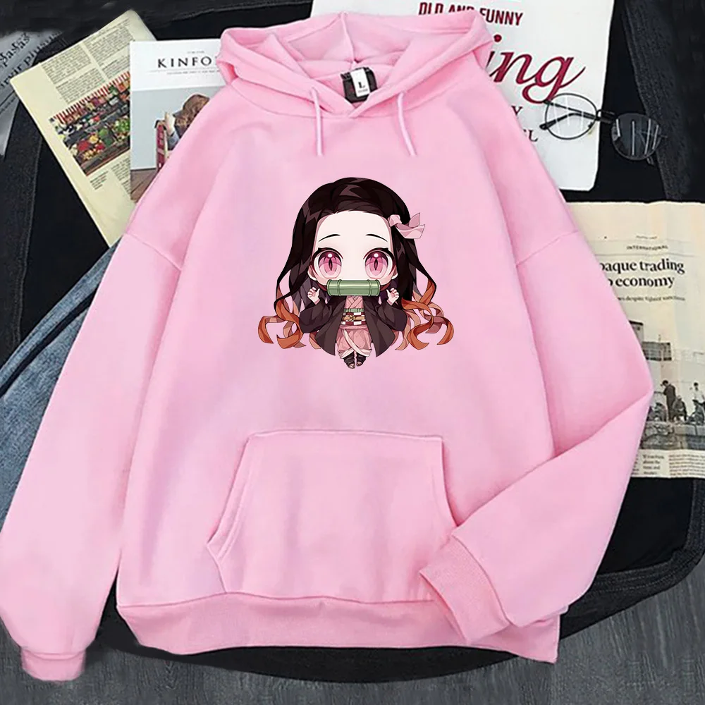 

Kamado Nezuko Anime Hoodies Japanese Streetwears Demon Slayer Kawaii Aesthetic Cartoon Print Pullovers Harajuku Clothes of Girls