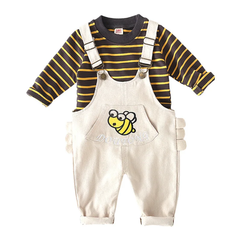 

New Spring Autumn Baby Boys Girls Clothes Children T Shirt Cartoon Overalls 2 Piece Set Toddler Fashion Clothing Kids Tracksuits