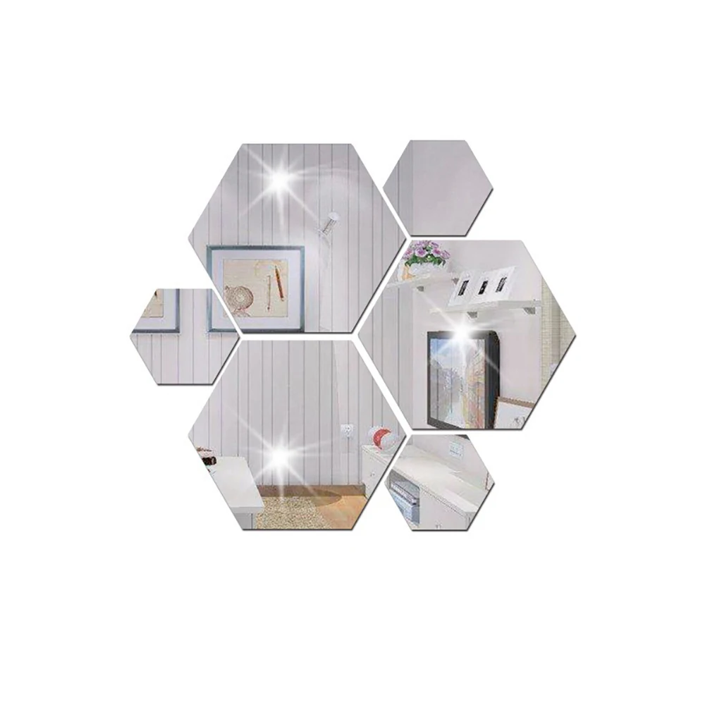 

​24pcs Mini Mirror Wall Stickers 3D Hexagon Mirror Acrylic Brick Sticker DIY Wall Art Decor Home Living Room Creative Ornaments