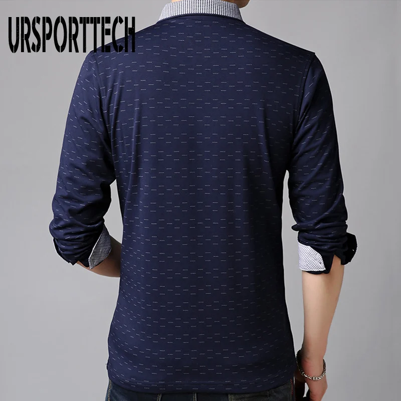 URSPORTTECH Men Polo Shirts Long Sleeves Cotton Blend Material Classical Design Tops Plus Size High Quality Men Golf Poloshirt
