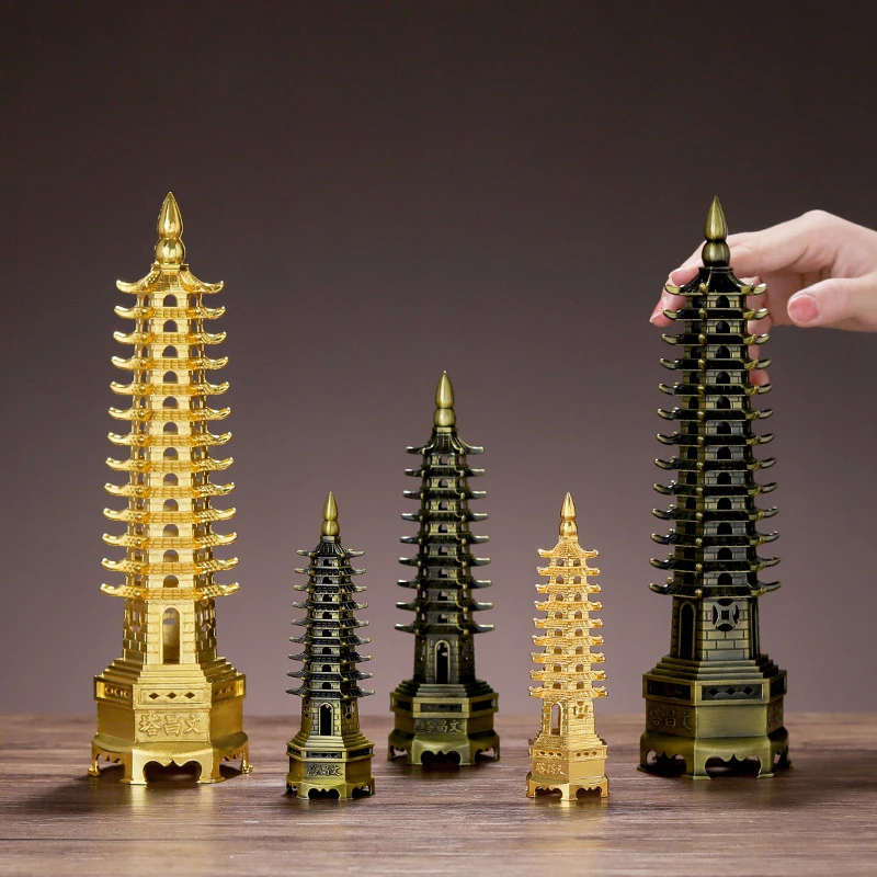 

Retro And Old Wenchang Tower Ornament City Landmark Architectural Metal Model Ornaments Creative Porch TV Cabinet Decorations