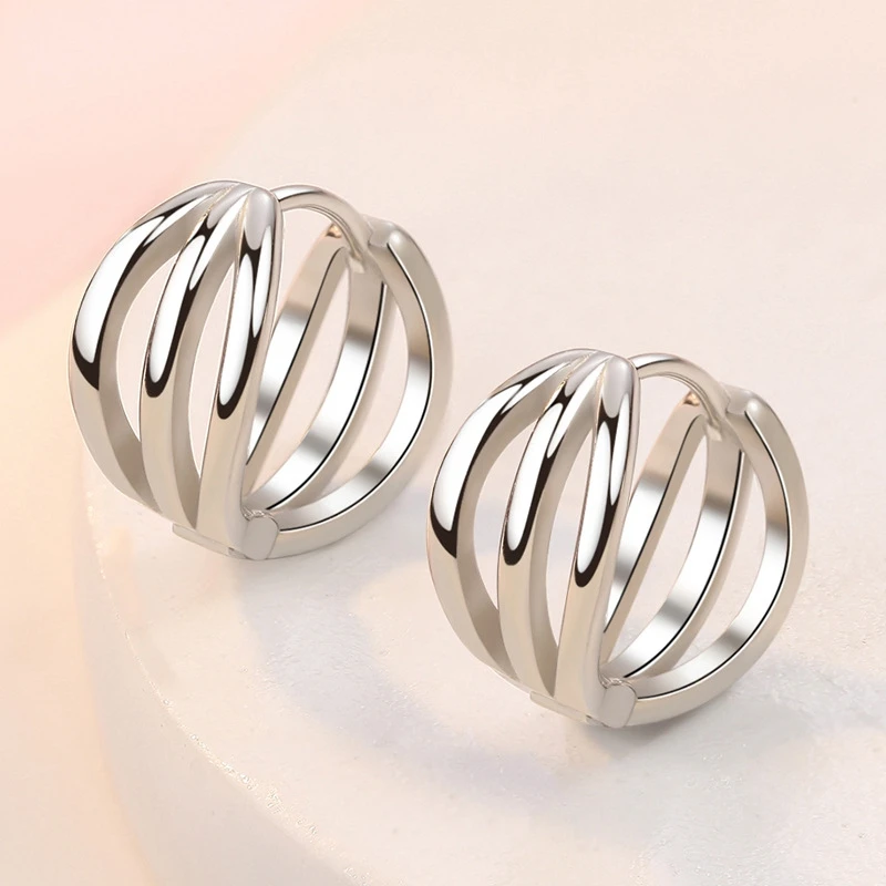

Authentic 925 Sterling Silver Dainty Small Round Circle Hoop Earrings for Women Geometric Stackable Huggies Earrrings Jewelry