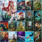 5D алмазная картина сделай сам, мультяшная девушка, полноразмернаякруглая мозаика для вышивки крестиком, алмазная вышивка русалка, украшение ручной работы, подарки