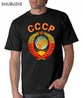 Мужская хлопковая футболка красного цвета с надписью СССР и принтом гимна