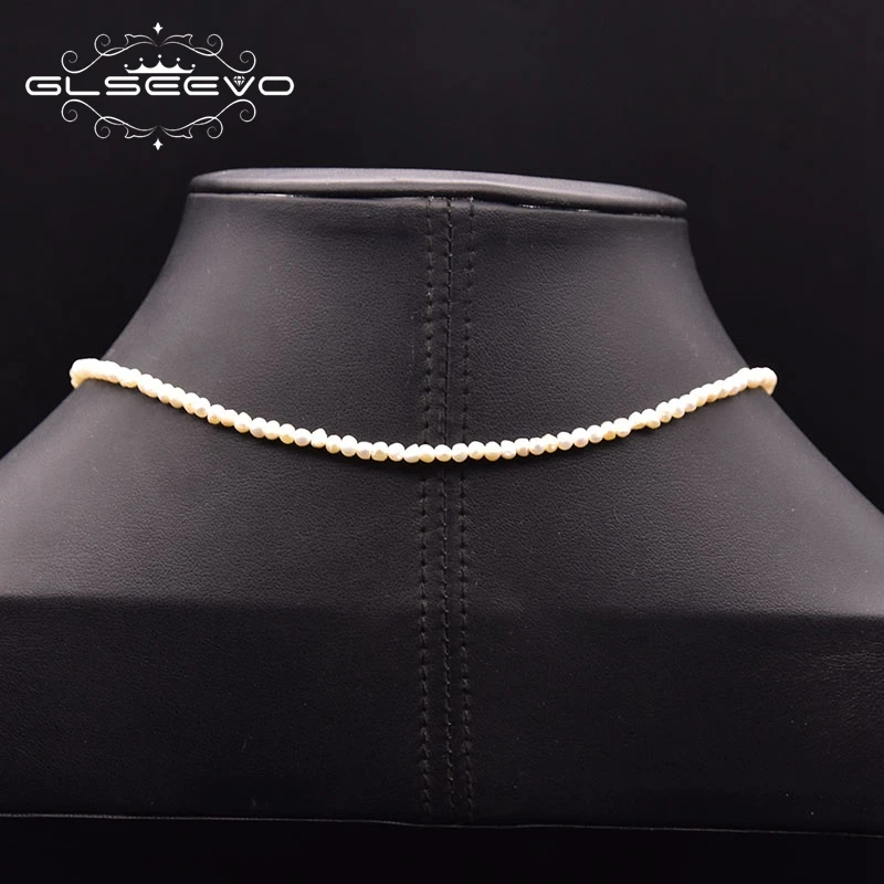 

GLSEEVO Natural Freshwater Pearl Necklace on Neck Woman Wedding Gift Handmade Pearl Pendant Style Simple Jewelry GN0275