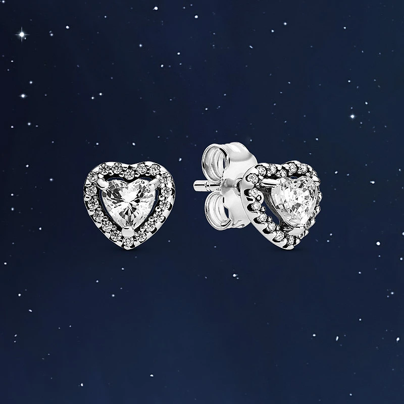 Shining Elevated Heart Stud Earrings Simple Temperament Zircon for Woman Girls Wedding Jewelry Gift | Украшения и аксессуары