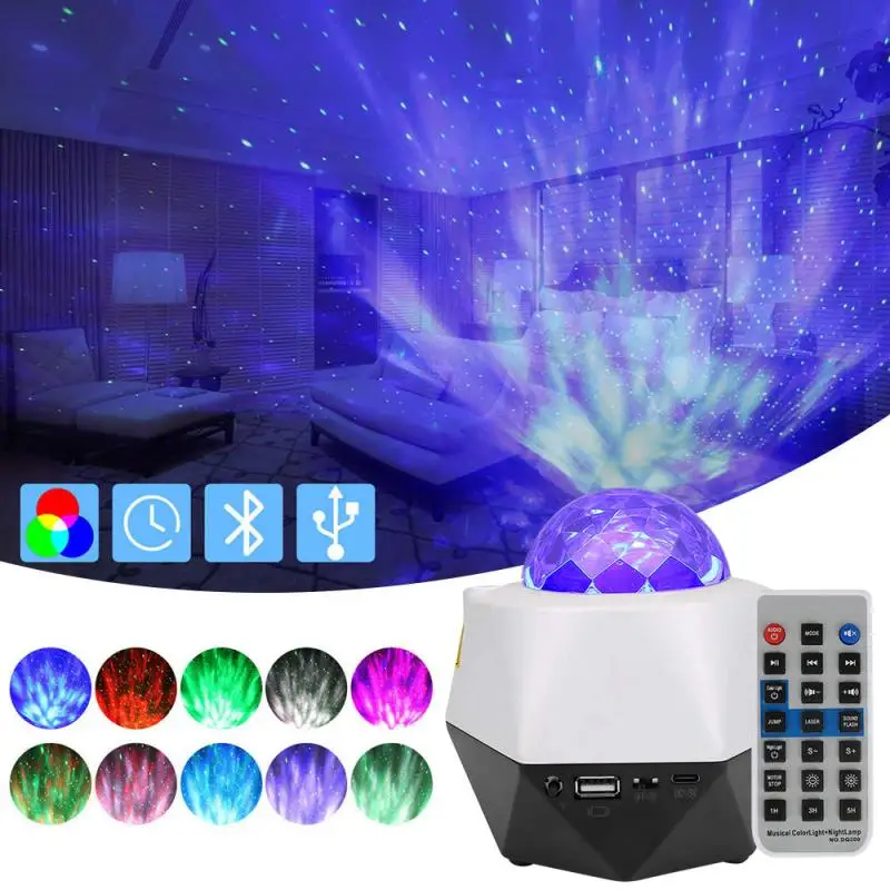 

Colorful Starry Sky Galaxy Projector Nightlight Child Blueteeths USB Music Player Star Night Light Romantic Projection Lamp Gift