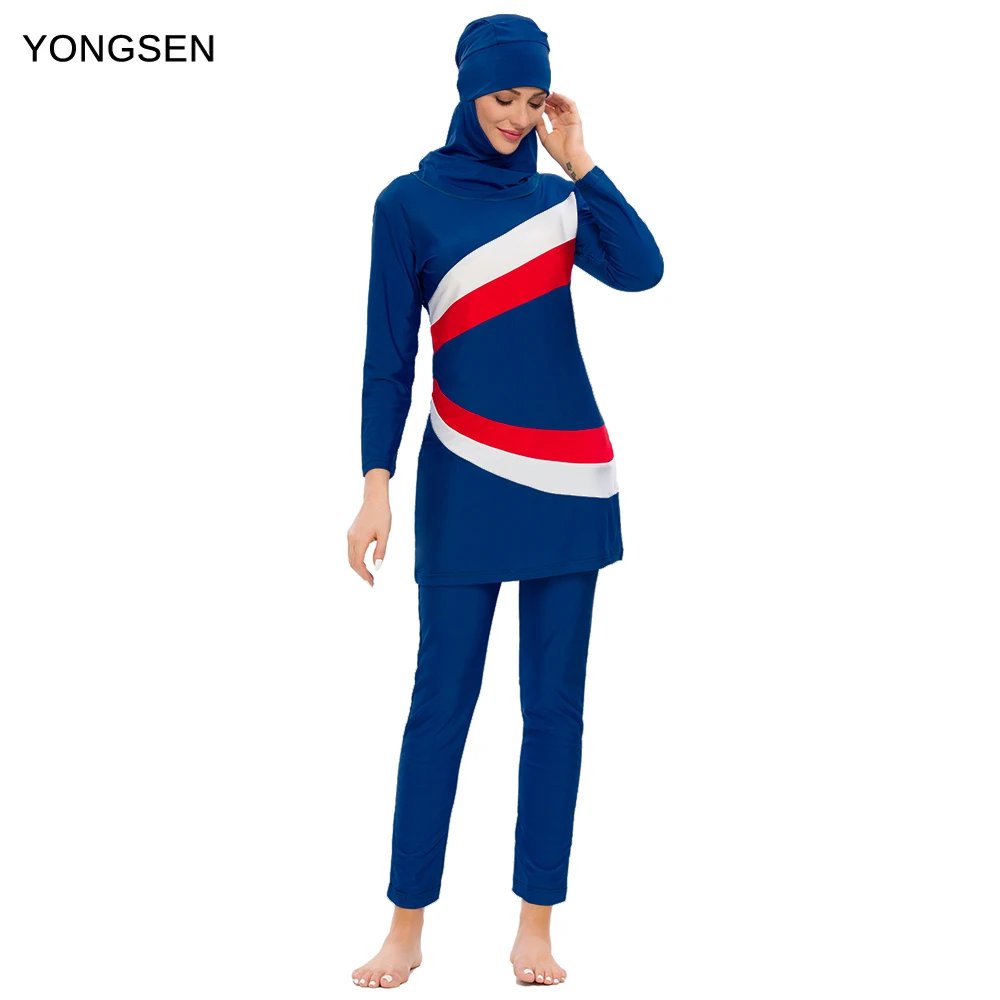 Новинка 2022 Женский скромный Мусульманский купальник YONGSEN пэчворк с коротким