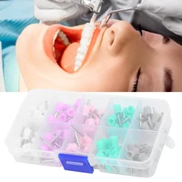 100 pcs rubber steel dental care econtamination polishing cup mixed color polisher with storage box for contra angle handpiece