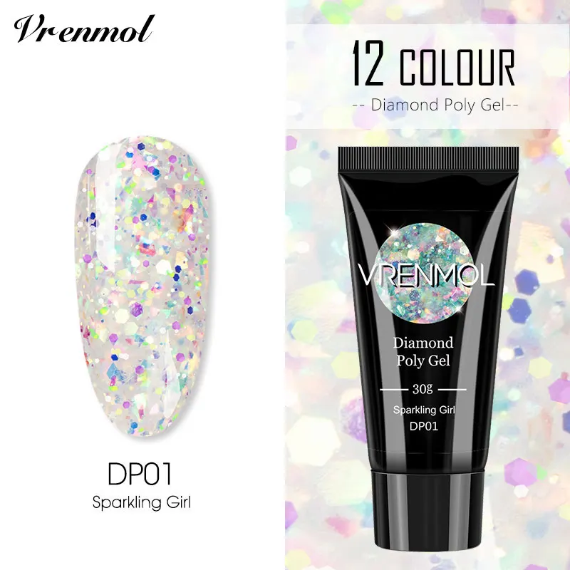 30ml DP01 Vrenmol Poly гель Semic Перманентный не чистый лак верхнее Базовое покрытие гель лак верхнее покрытие Базовое покрытие основа прозрачный гель лак - Цвет: 30ml DP01