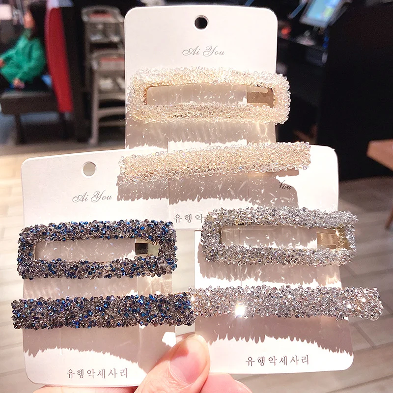 

2PCS/Set Retro Rhinestone Hair Clips For Women Hollow Shiny Hairpins Headwear Barrettes Crystal Fashion Korean Hair Accessories