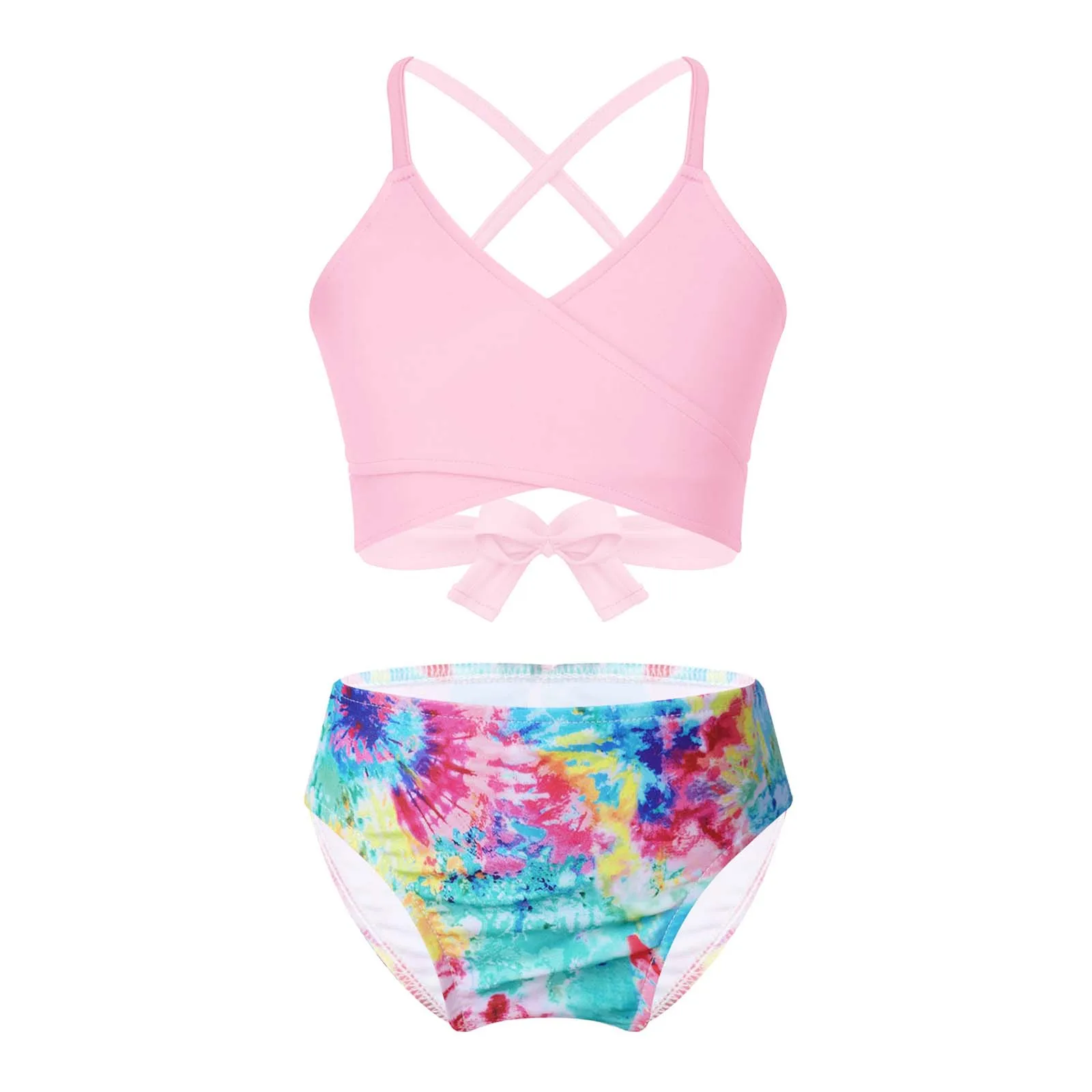 

2021 Summer Swimsuit Kids Girls Sleeveless Swimwear Beachwear Bikini Outfits Swimsuit Printed Bathing Suit for Children Girls