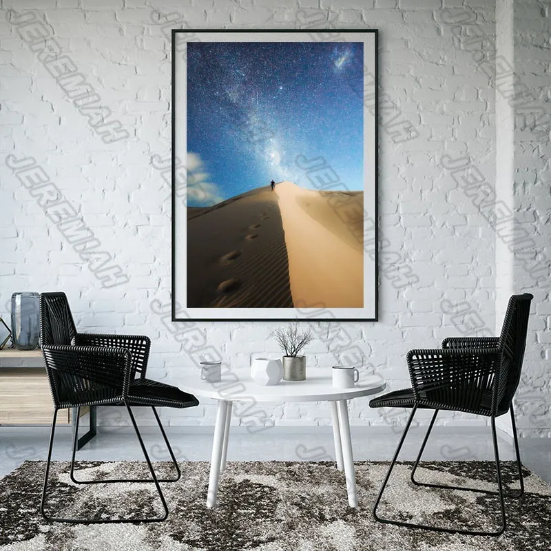 

Desert Starry Sky Sun Poster Nordic Style Wall Art Canvas Print Painting Modern Living Room Decoration