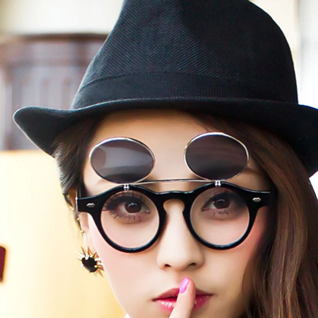 Круглые солнцезащитные очки унисекс в стиле Стир с открытыми линзами защитой от