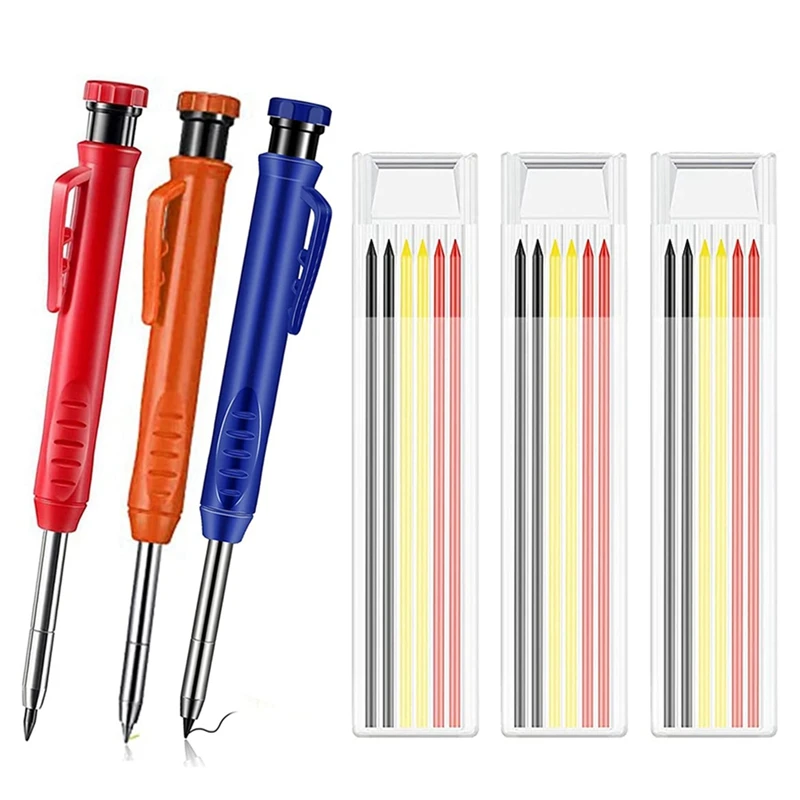 

3Pcs Carpenter Pencils, Grease Pencil and 18Pcs Refill for Wood Markers, Drawing, Scriber and Architect