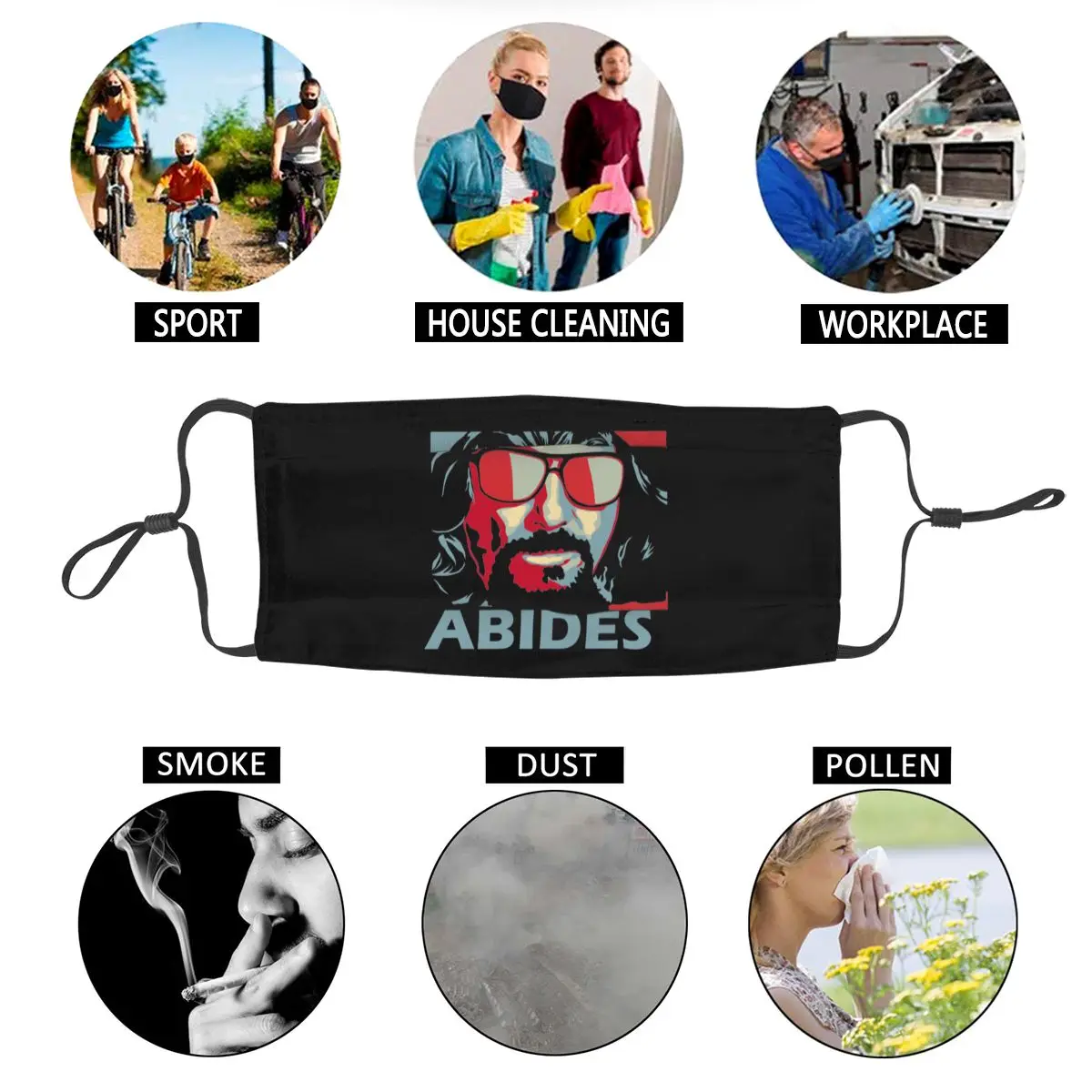 

Dustproof Mask The Dude Abides The Big Lebowski Vintage Style Anti Bacterial