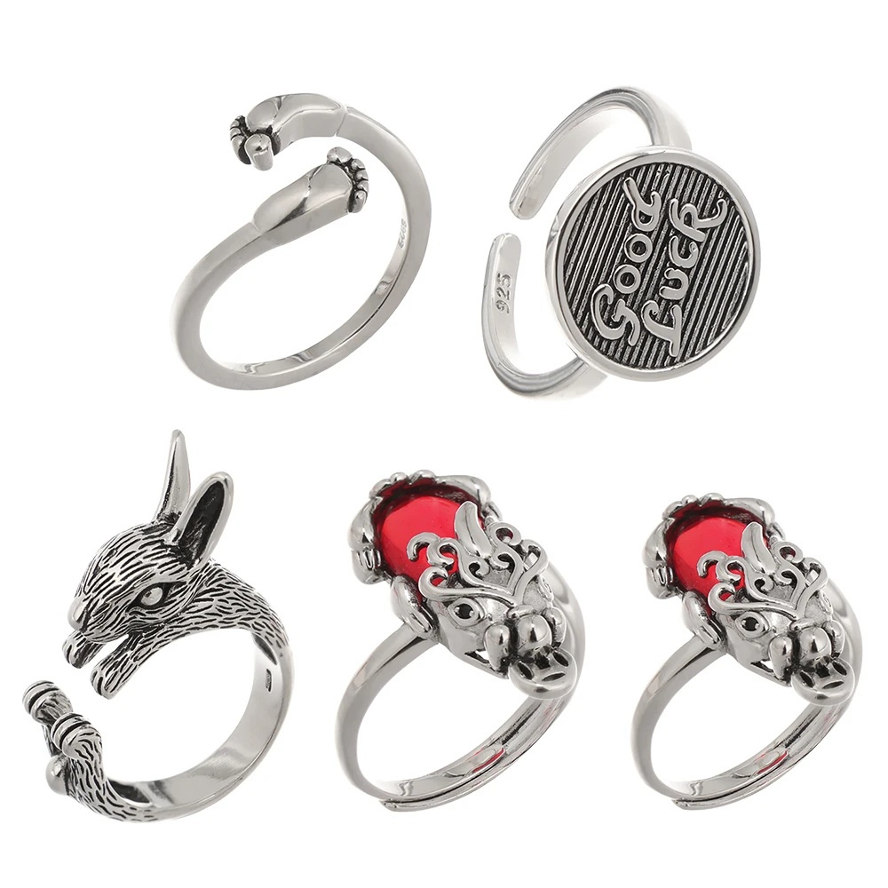 

1PC Fashion Cupronickel Open Ring Vintage European and American Adjustable Ring Hip-Hop Punk Style Trendy Ring