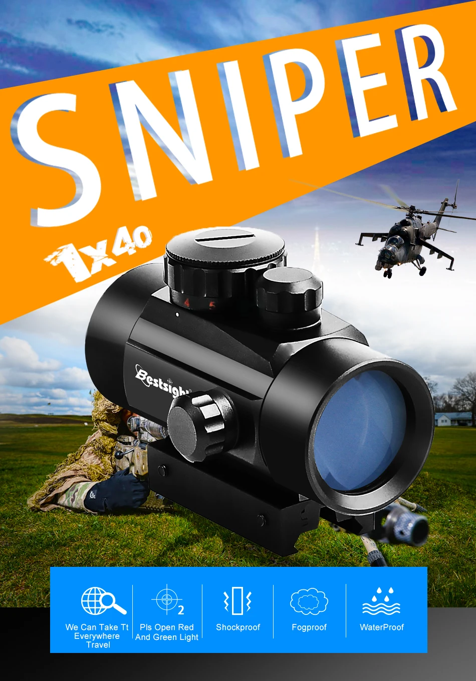 B bestsight 1x40 2x40 3x44 прицел с красной зеленой точечной подсветкой дальномер охотничий прицел 11 мм и 20 мм Вивер