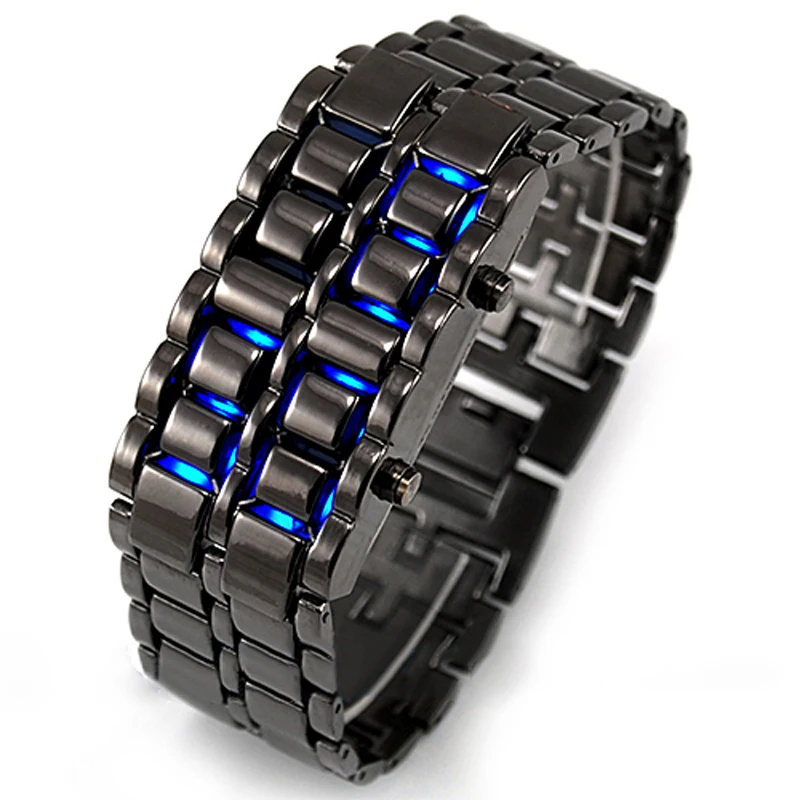 Модные металлические светодиодные часы Lava Iron Samurai мужские электронные цифровые