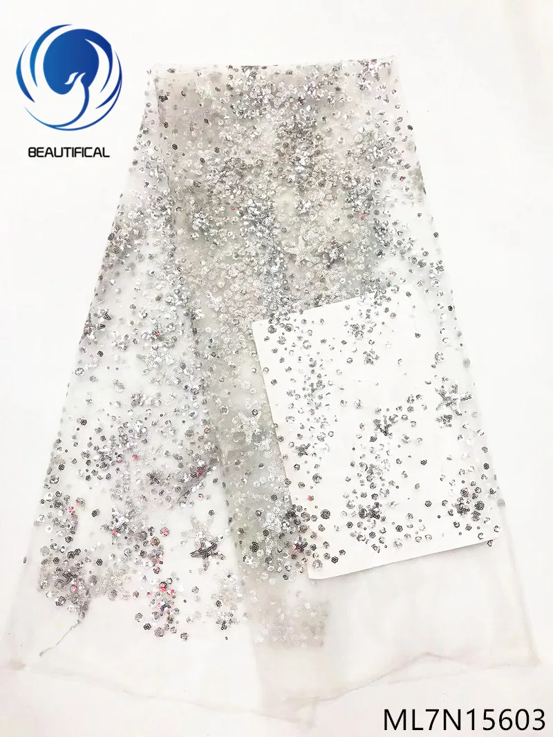 Красивая африканская Кружевная Ткань 5 ярдов многослойная кружевная ткань с