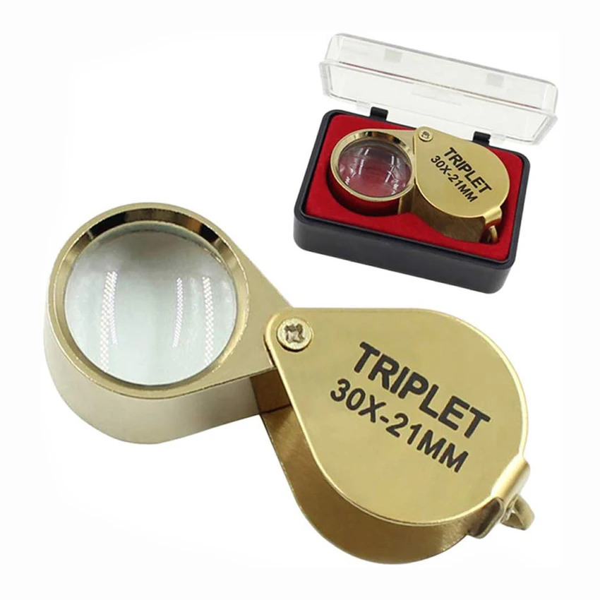 Складной портативный Ювелир Лупа металла 30X мощность 21 мм идентификации
