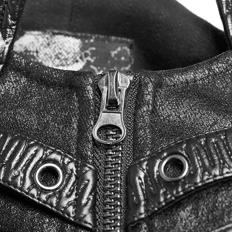 Женское облегающее пальто в стиле панк черное с воинами | Женская одежда