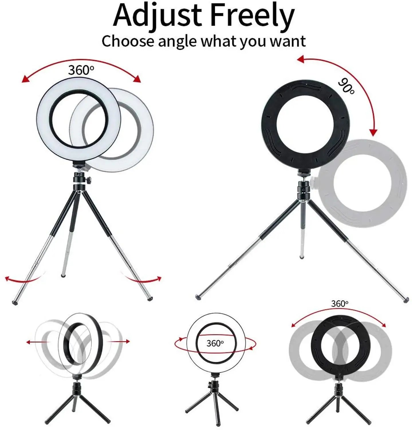 Светодиодный мини светильник zayex 6 дюймов настольный кольцевой для фото и