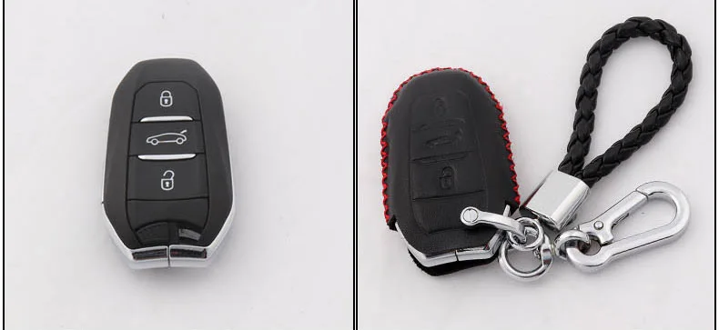 Lsrtw2017 Cow Leather Car Key Bag Protective Bag for Peugeot 3008 5008 Interior Accessories