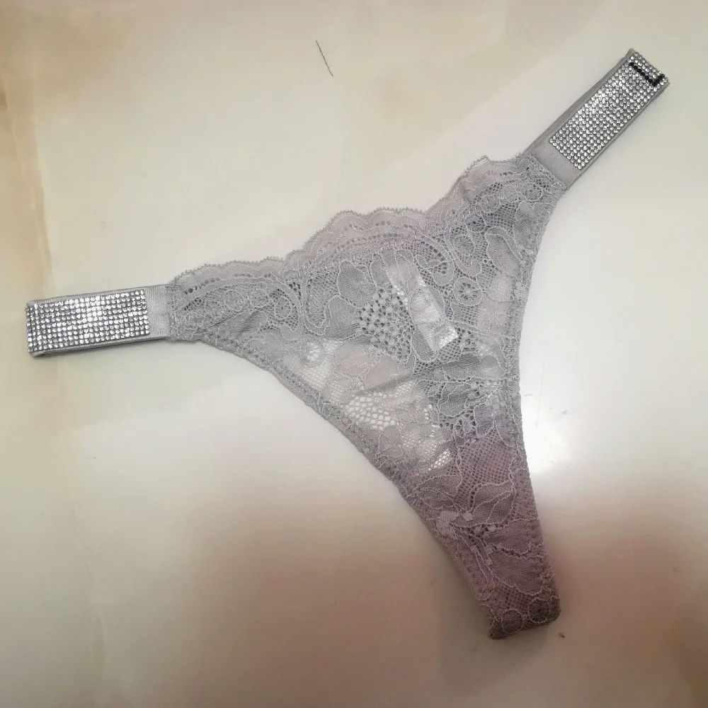

Sexy Women Underwear Rhinestone Letter Thongs Lace Transparent T Back for Female Low Rise Soft Ladies Panties Black Lingerie