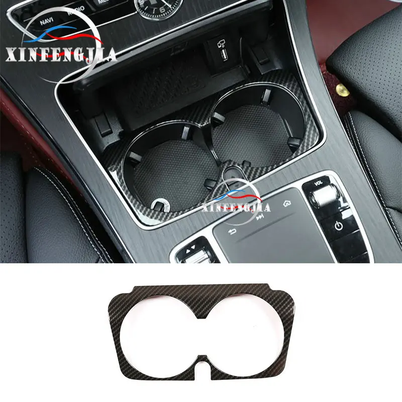 

Для Mercedes-Benz C E GLC Class X253 W213 W205 15-19, цветные передние центральные держатели стаканов из углеродного волокна, отделочная крышка