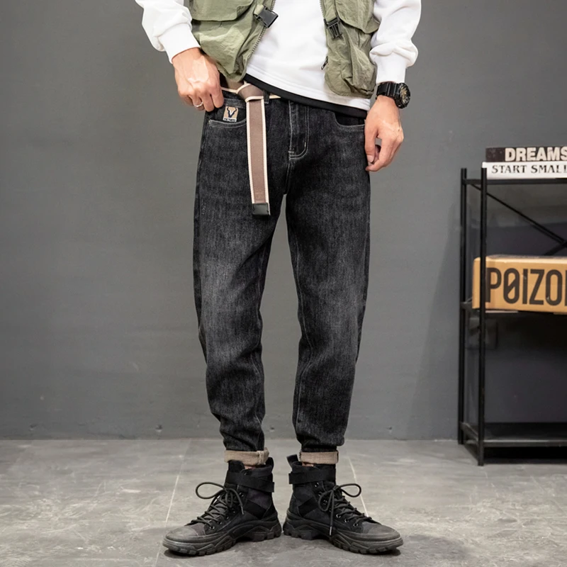 Korean Style Fashion Men Jeans High Quality Retro Black Elastic Slim Fit Ripped Jeans Men Vintage Designer Casual Denim Pants