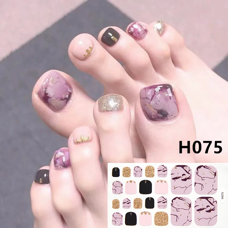 

1Sheet Adhesive Toe Nail Sticker Glitter Summer Style Tips Full Cover Toe Nail Art Supplies Foot Decal for Women Girls