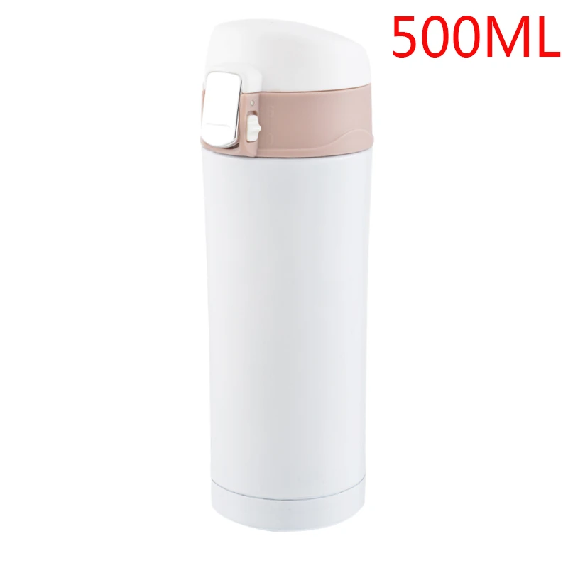 500ML white Hoomall 350 мл Вакуумный термос из нержавеющей стали, кружка для кофе, чая, молока, портативная дорожная бутылка для напитков, Термокружка для дома и офиса - Цвет: 500ML white