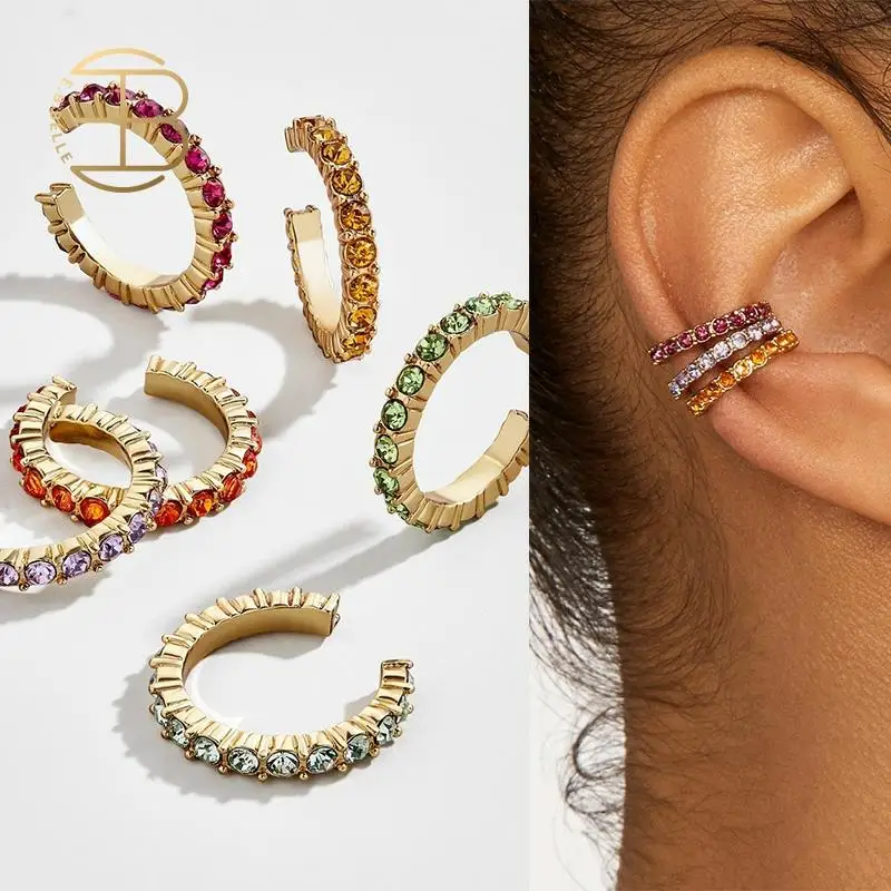 6 шт./компл. 2019 Популярные Красочные Стразы рукав крылышко не проколотых ушей