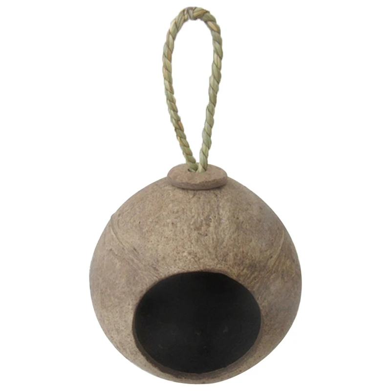

1PC Parrot Nest Natural Coconut Shell House Cage Feeder Parakeet Birds Squirrel Hamster Toys Pet Breed Decoration Supplies
