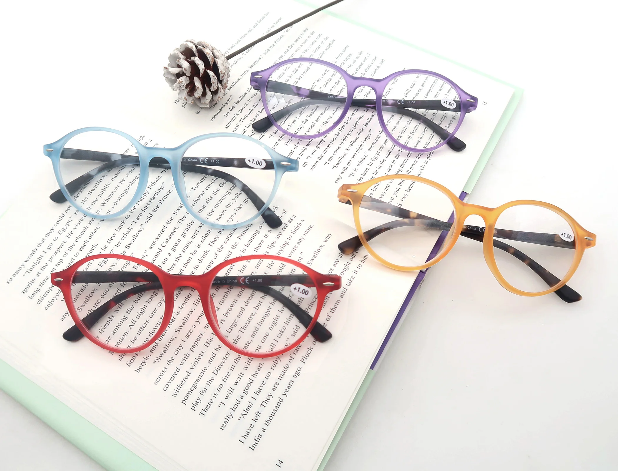 

Women Reading Glasses Pure Hue Round Stylish Frame Readers Presbyopic Eyeglasses Comfort Spiring Hinge With Diopter